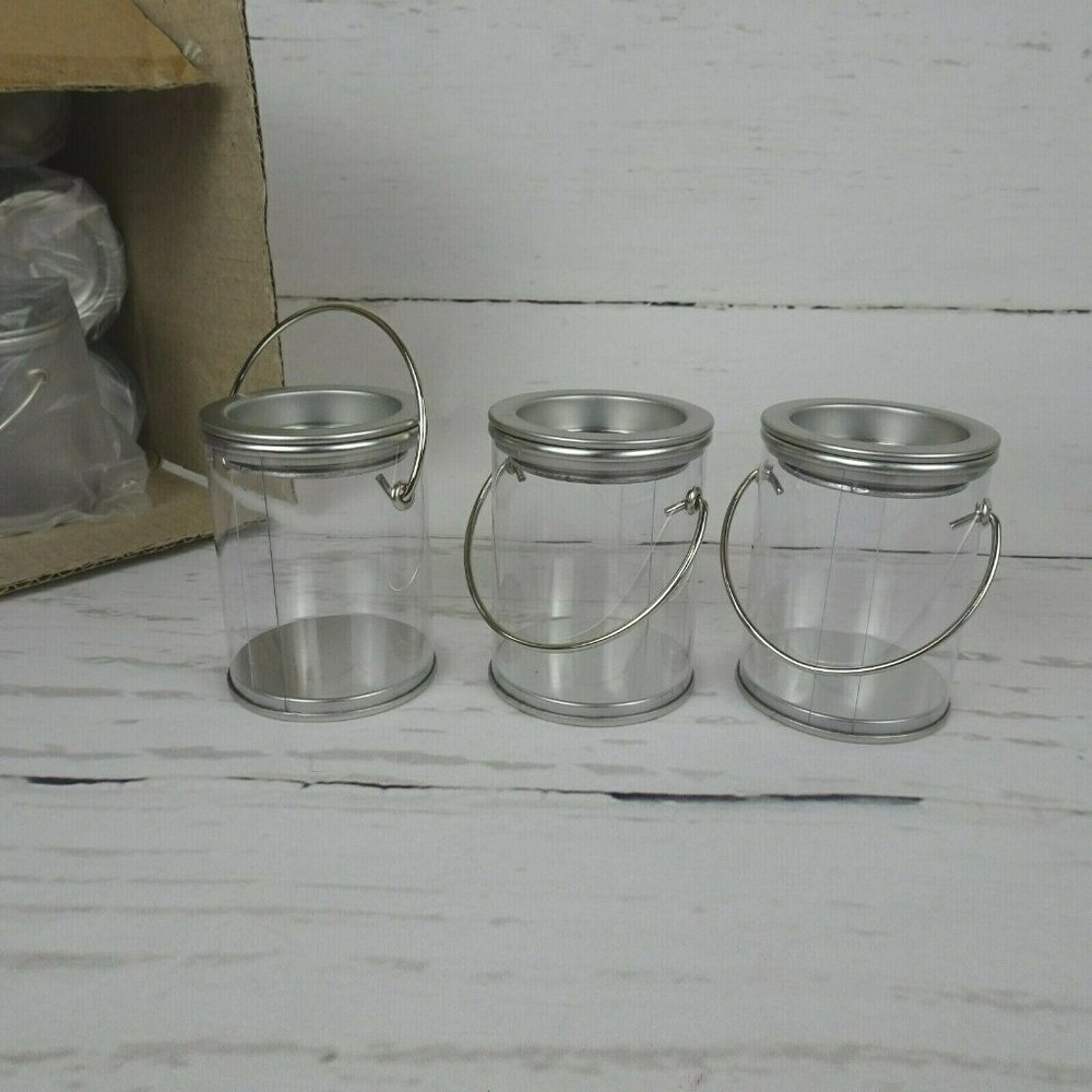 Clearance💎5/$25 Lot 12 Clear Candy Pails W/ Metal Lid Party Supplies New